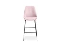 Tabouret de bar BULLY en velours rose et pieds en métal noir