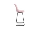 Tabouret de bar BULLY en velours rose et pieds en métal noir