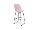 Tabouret de bar BULLY en velours rose et pieds en métal noir