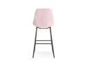 Tabouret de bar BULLY en velours rose et pieds en métal noir