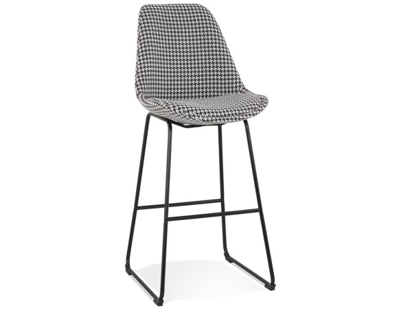 BS05620DIBL 5404028318416 Tabouret de bar BULLY en tissu pied de poule et pieds en métal noir
