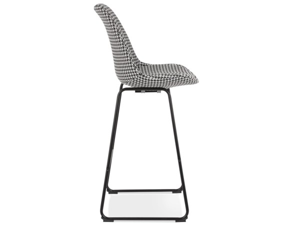Tabouret de bar BULLY en tissu pied de poule et pieds en métal noir