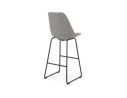 Tabouret de bar BULLY en tissu pied de poule et pieds en métal noir