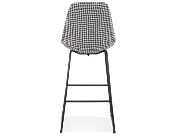 Tabouret de bar BULLY en tissu pied de poule et pieds en métal noir