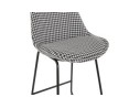 Tabouret de bar BULLY en tissu pied de poule et pieds en métal noir
