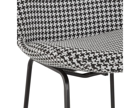 Tabouret de bar BULLY en tissu pied de poule et pieds en métal noir