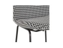 Tabouret de bar BULLY en tissu pied de poule et pieds en métal noir