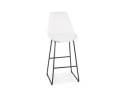 BS06200WHBL 5404028336847 Tabouret de bar ALICE en tissu bouloché blanc et pied traineau en métal noir