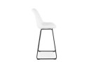 Tabouret de bar ALICE en tissu bouloché blanc et pied traineau en métal noir
