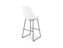 Tabouret de bar ALICE en tissu bouloché blanc et pied traineau en métal noir