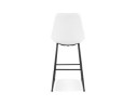 Tabouret de bar ALICE en tissu bouloché blanc et pied traineau en métal noir