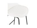 Tabouret de bar ALICE en tissu bouloché blanc et pied traineau en métal noir