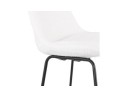 Tabouret de bar ALICE en tissu bouloché blanc et pied traineau en métal noir