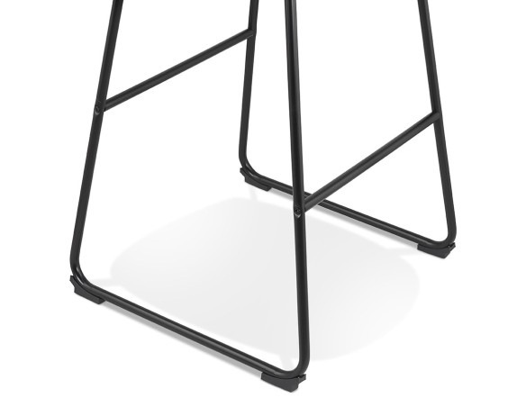 Tabouret de bar ALICE en tissu bouloché blanc et pied traineau en métal noir