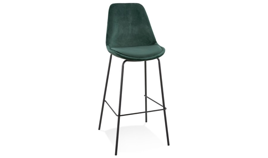 BS05050GEBL 5404028307649 Tabouret de bar SPARK en velours vert et pieds en métal noir