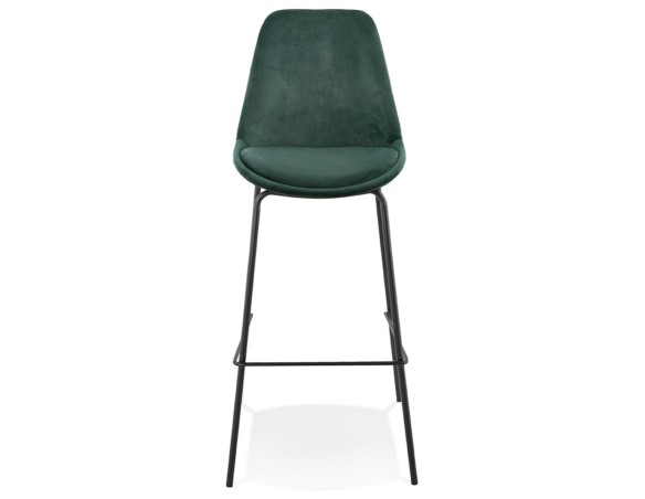 Tabouret de bar SPARK en velours vert et pieds en métal noir