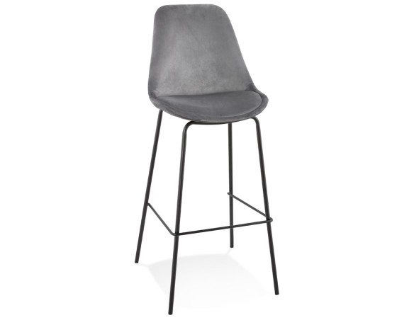 BS05060GRBL 5404028307663 Tabouret de bar SPARK en velours gris et pieds en métal noir