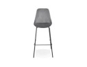 Tabouret de bar SPARK en velours gris et pieds en métal noir