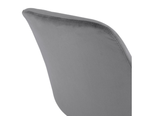 Tabouret de bar SPARK en velours gris et pieds en métal noir