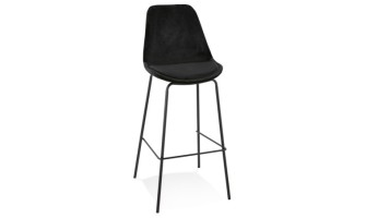 BS05070BLBL 5404028307687 Tabouret de bar SPARK en velours noir et pieds en métal noir