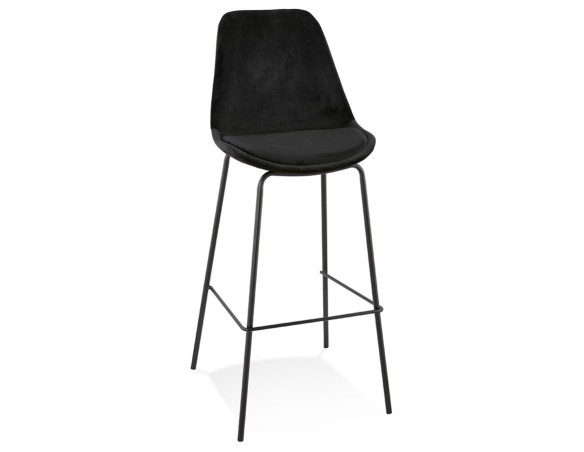 BS05070BLBL 5404028307687 Tabouret de bar SPARK en velours noir et pieds en métal noir
