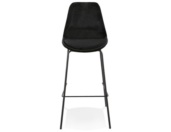 Tabouret de bar SPARK en velours noir et pieds en métal noir