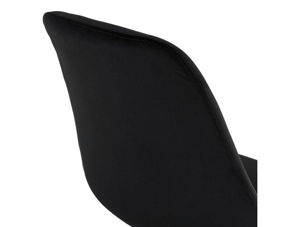 Tabouret de bar SPARK en velours noir et pieds en métal noir