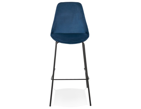Tabouret de bar SPARK en velours bleu et pieds en métal noir