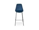 Tabouret de bar SPARK en velours bleu et pieds en métal noir