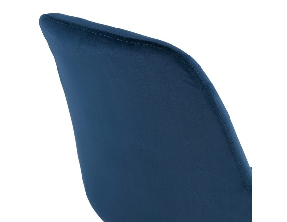 Tabouret de bar SPARK en velours bleu et pieds en métal noir