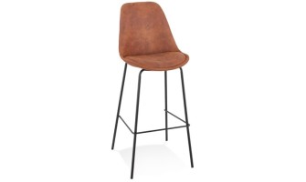 BS05090BRBL 5404028307724 Tabouret de bar TAO en microfibre brune et pieds en métal noir