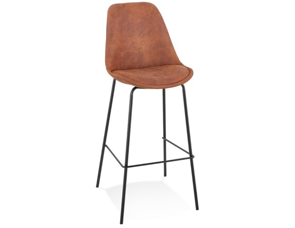BS05090BRBL 5404028307724 Tabouret de bar TAO en microfibre brune et pieds en métal noir