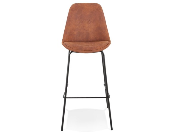 Tabouret de bar TAO en microfibre brune et pieds en métal noir