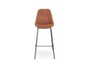 Tabouret de bar TAO en microfibre brune et pieds en métal noir