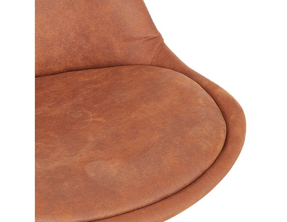 Tabouret de bar TAO en microfibre brune et pieds en métal noir