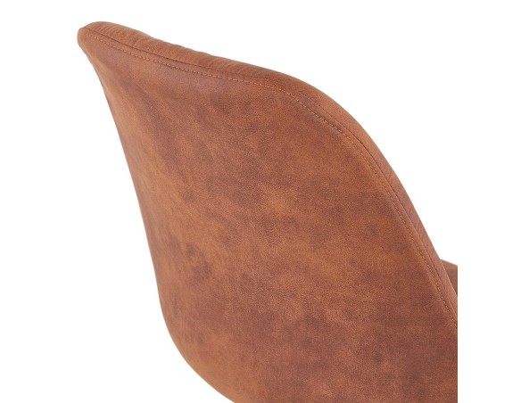 Tabouret de bar TAO en microfibre brune et pieds en métal noir