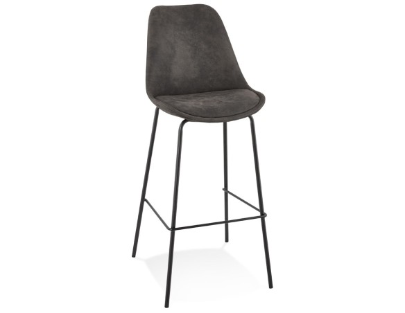 BS05100DGBL 5404028307748 Tabouret de bar TAO en microfibre grise et pieds en métal noir