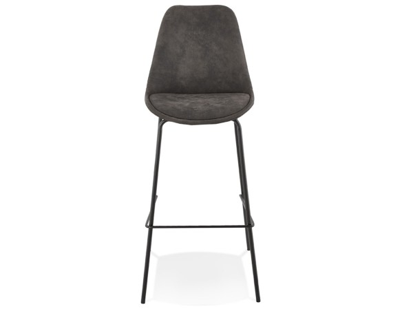 Tabouret de bar TAO en microfibre grise et pieds en métal noir