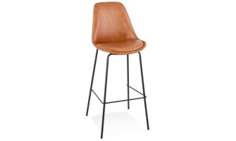 BS05110BRBL 5404028307762 Tabouret de bar RITUAL en matière synthétique brune et pied en métal noir