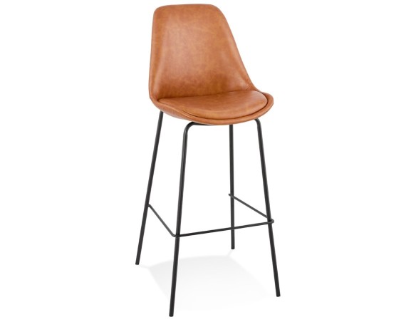 BS05110BRBL 5404028307762 Tabouret de bar RITUAL en matière synthétique brune et pied en métal noir