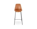 Tabouret de bar RITUAL en matière synthétique brune et pied en métal noir