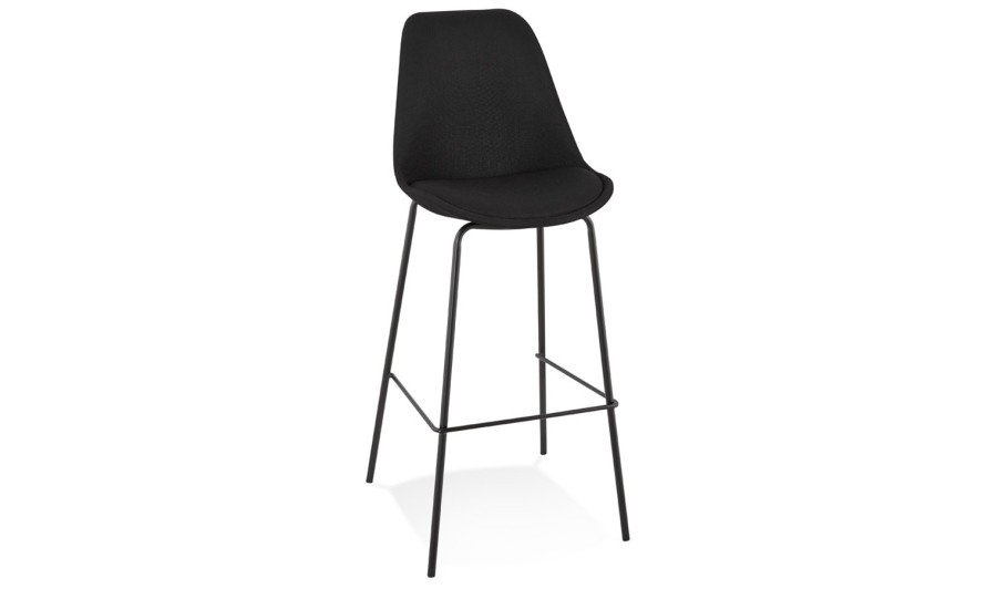 BS05120BLBL 5404028307786 Tabouret de bar ALOE en tissu noir avec pied en métal