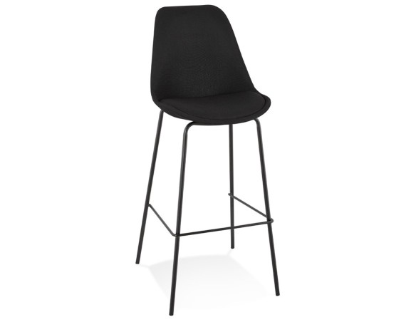 BS05120BLBL 5404028307786 Tabouret de bar ALOE en tissu noir avec pied en métal