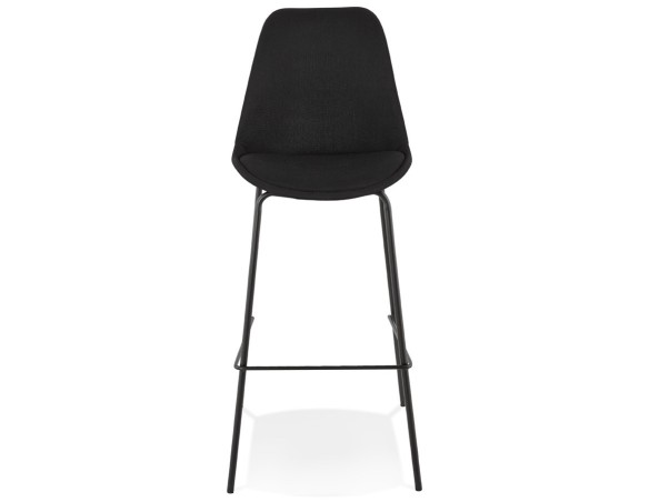 Tabouret de bar ALOE en tissu noir avec pied en métal