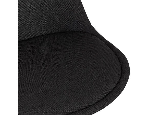 Tabouret de bar ALOE en tissu noir avec pied en métal