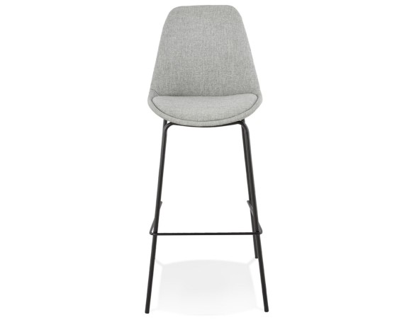 Tabouret de bar ALOE en tissu gris avec pied en métal