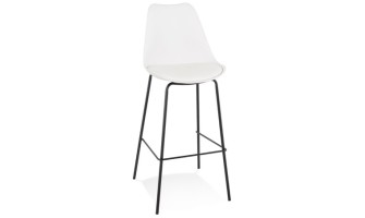 BS05140WHBL 5404028307823 Tabouret de bar design LEMON blanc avec pied en métal noir