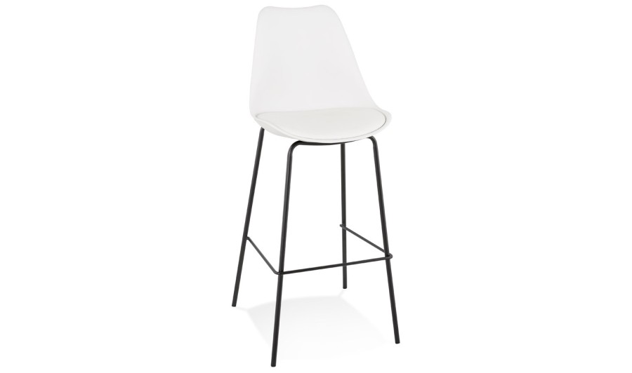 BS05140WHBL 5404028307823 Tabouret de bar design LEMON blanc avec pied en métal noir BS05140WHBL 5404028307823 Tabouret de bar design LEMON blanc avec pied en métal noir