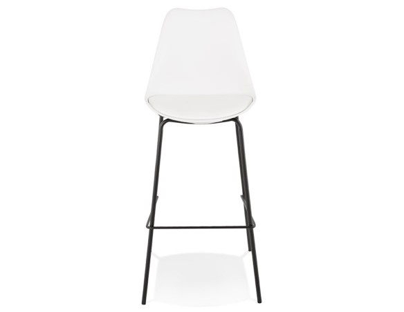 Tabouret de bar design LEMON blanc avec pied en métal noir