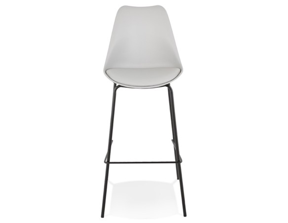 Tabouret de bar design LEMON gris avec pied en métal noir